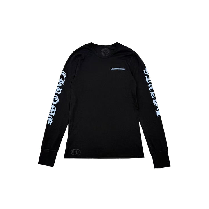 Chrome Hearts Blue Scroll Label Waffle Thermal Long Sleeve Tee