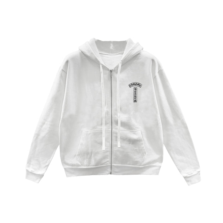 Chrome Hearts T Bar Script White Zip Up Hoodie