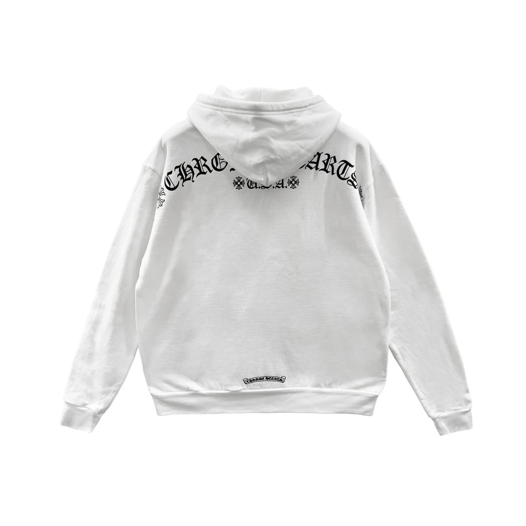 Chrome Hearts T Bar Script White Zip Up Hoodie