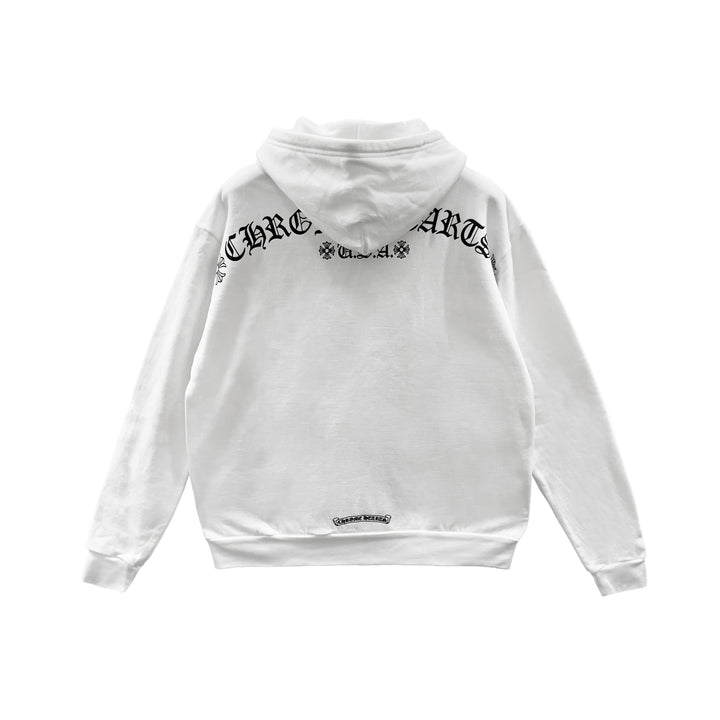 Chrome Hearts T Bar Script White Zip Up Hoodie