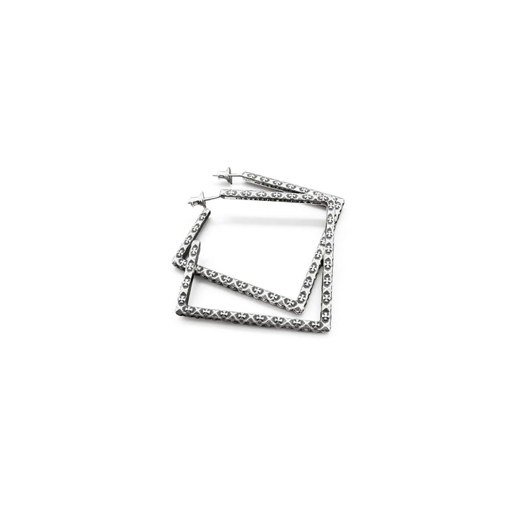 Chrome Hearts Silver Cross Square Earring Hoop