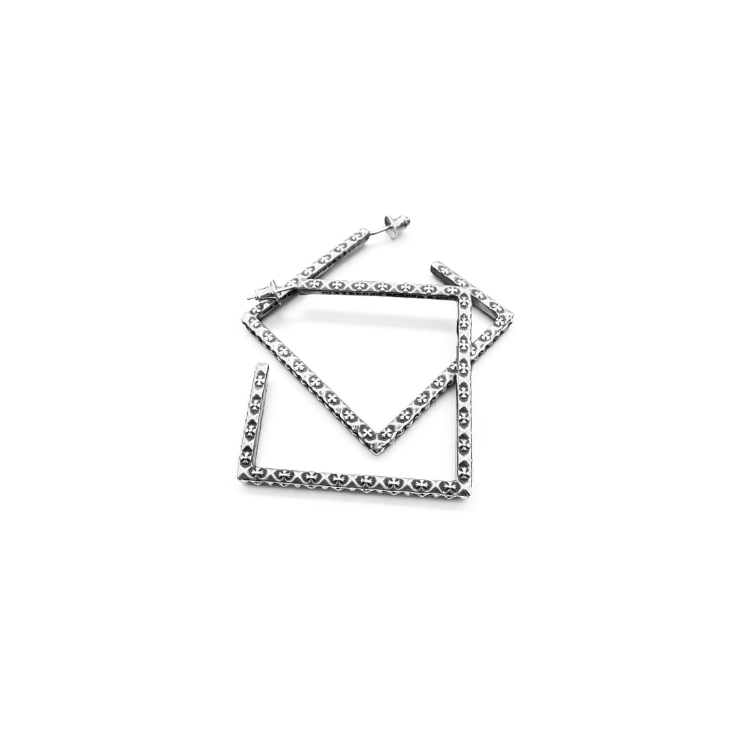 Chrome Hearts Silver Cross Square Earring Hoop
