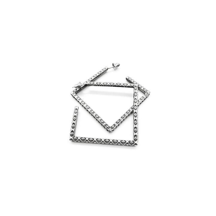 Chrome Hearts Silver Cross Square Earring Hoop