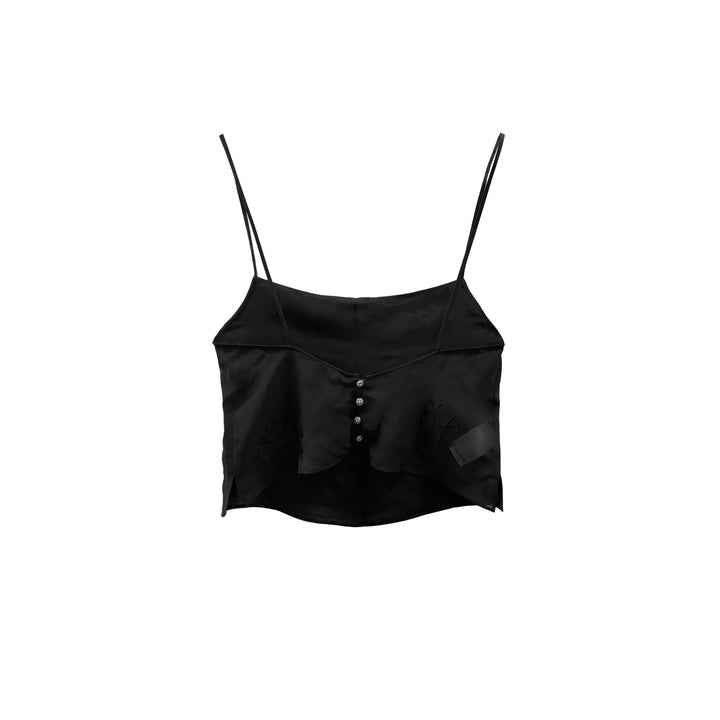 Chrome Hearts Cross Button Silk Black Tank Top
