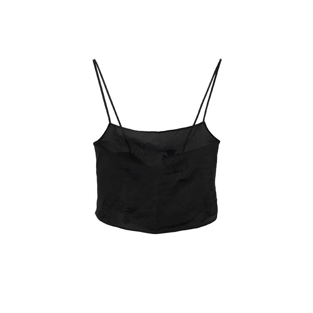 Chrome Hearts Cross Button Silk Black Tank Top