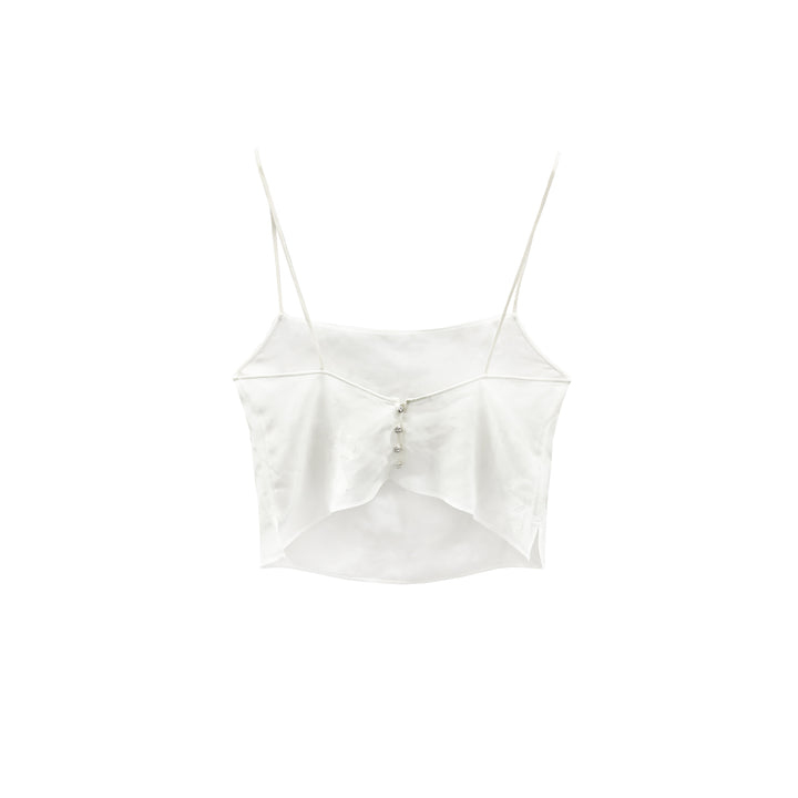 Chrome Hearts Cross Button Silk White Tank Top