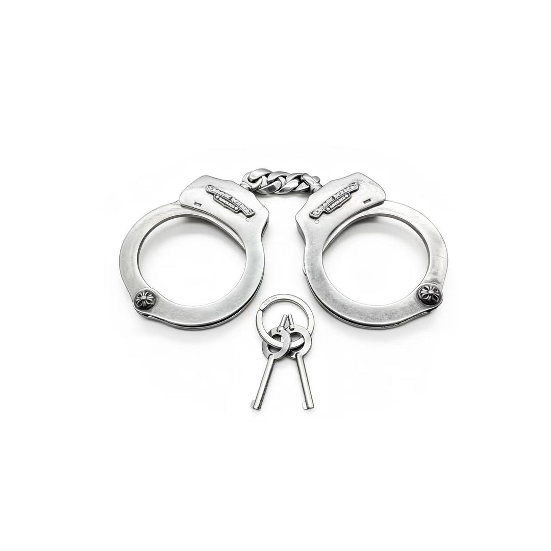 Chrome Hearts Silver Pair Of Handcuffs Keychain Bangle Bracelet