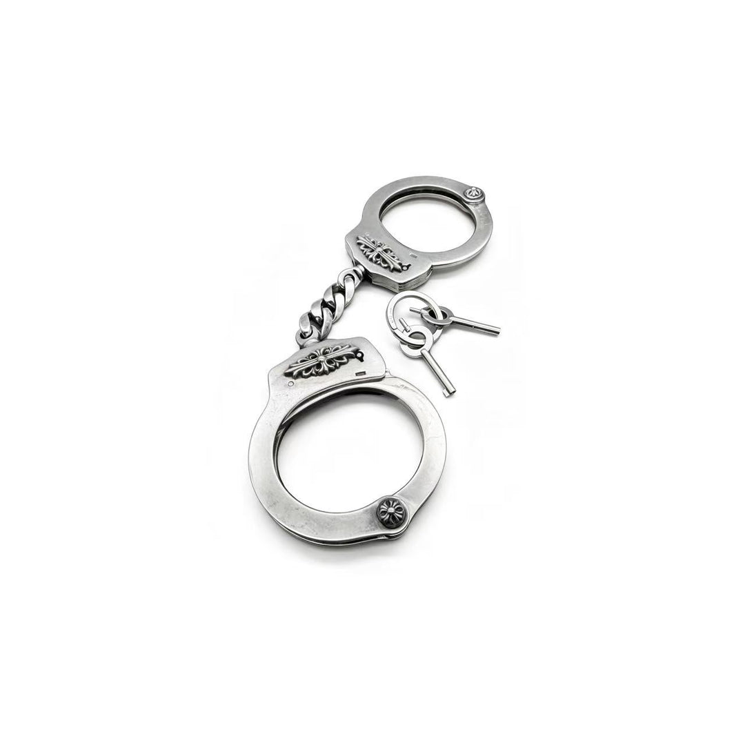 Chrome Hearts Silver Pair Of Handcuffs Keychain Bangle Bracelet