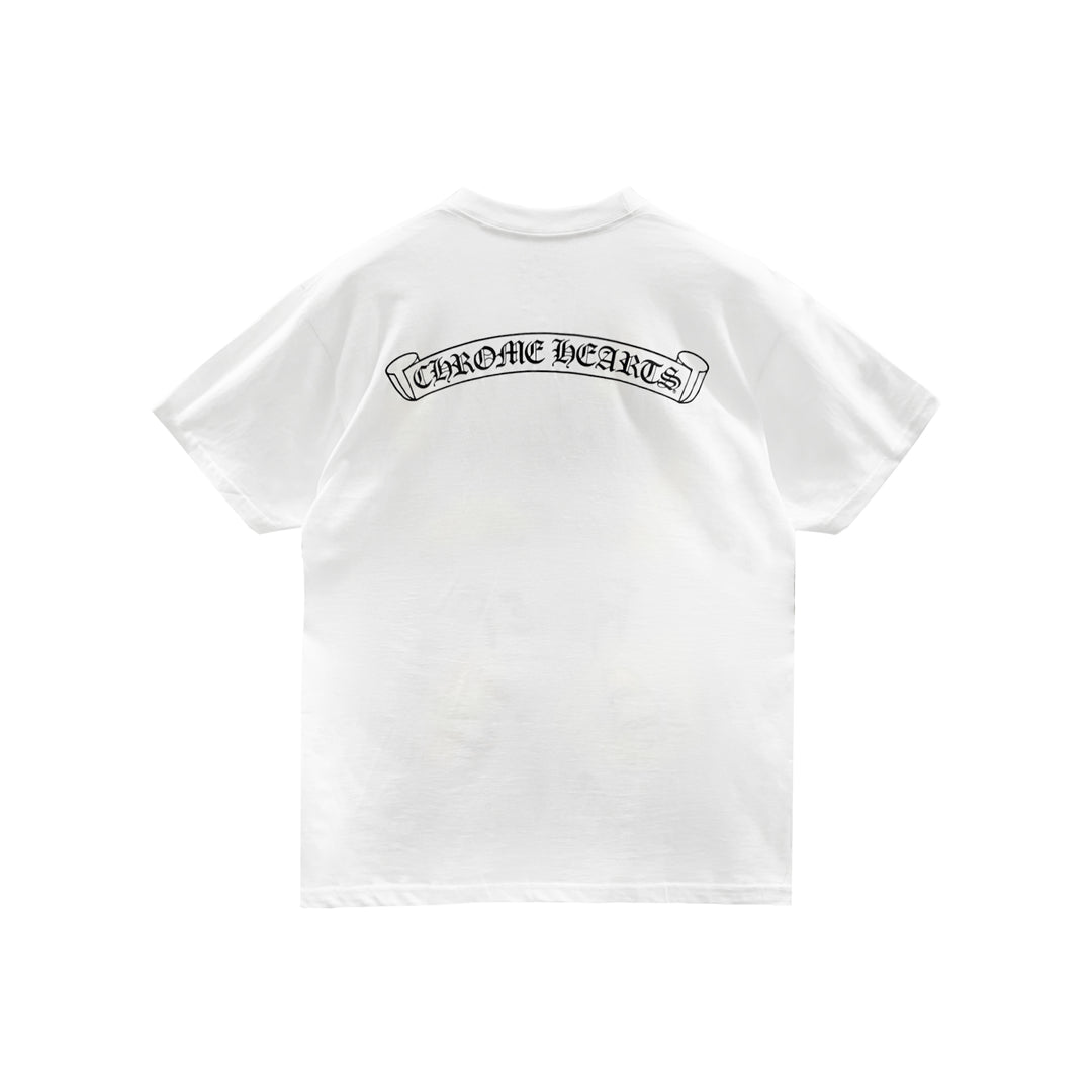 Chrome Hearts Matty Boy Fashion for Relief Scroll White Short Sleeve Tee
