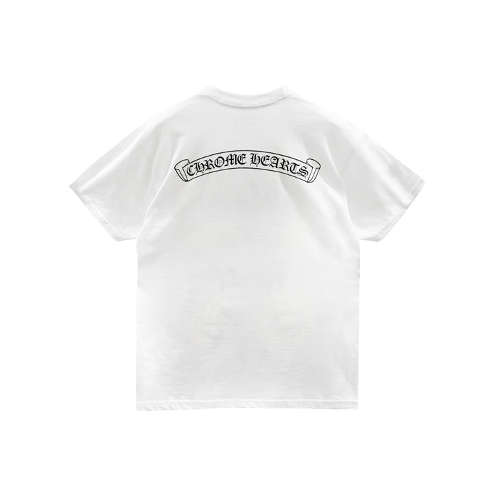 Chrome Hearts Matty Boy Fashion for Relief Scroll White Short Sleeve Tee