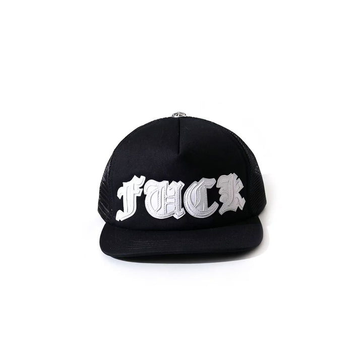 Chrome Hearts FUCT White Patch Black Trucker Cap