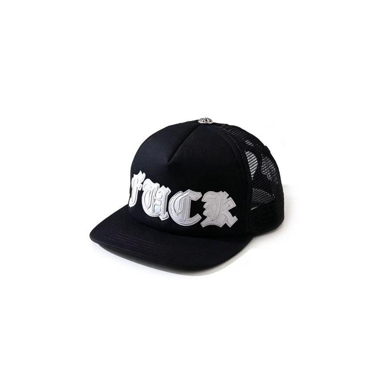 Chrome Hearts FUCT White Patch Black Trucker Cap