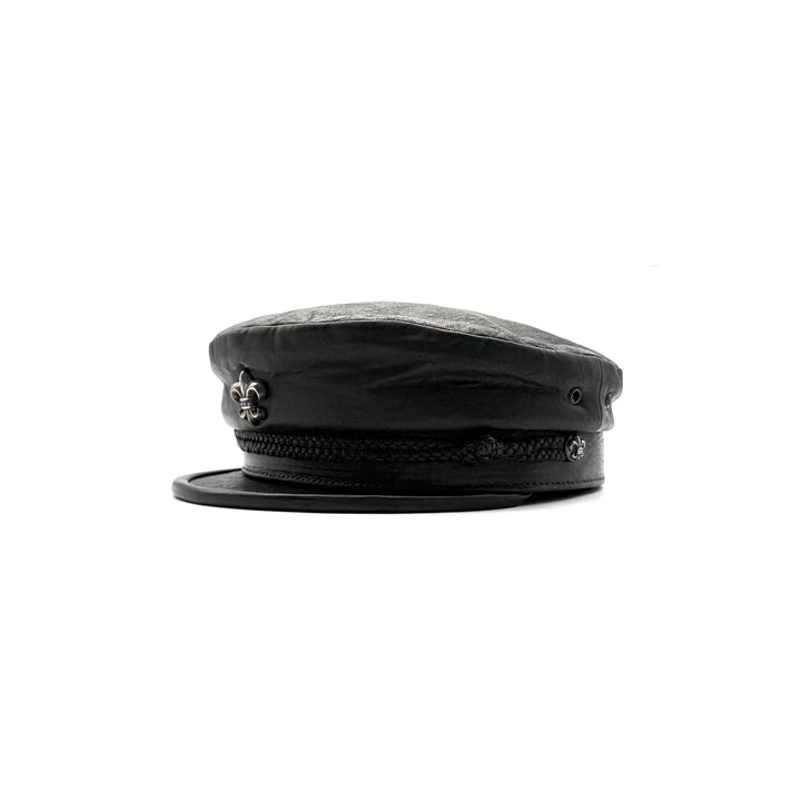 Chrome Hearts Fleur Black Leather Beret