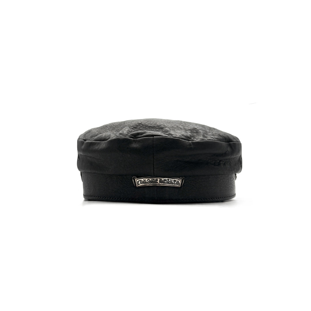 Chrome Hearts Fleur Black Leather Beret