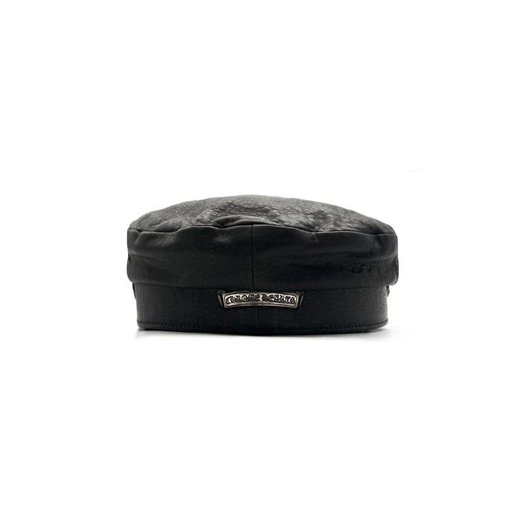 Chrome Hearts Fleur Black Leather Beret