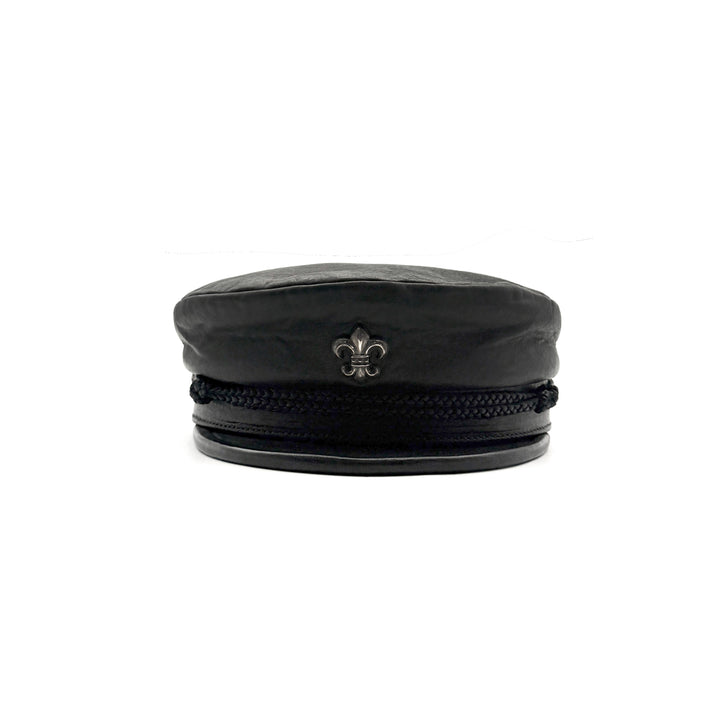 Chrome Hearts Fleur Black Leather Beret