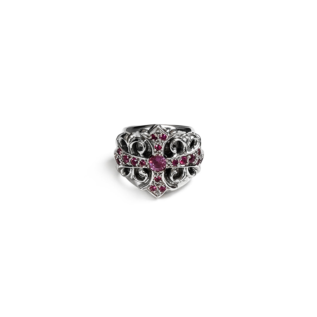 Chrome Hearts St.Barth Exclusive 18K White Gold Pink Saph Keeper Ring