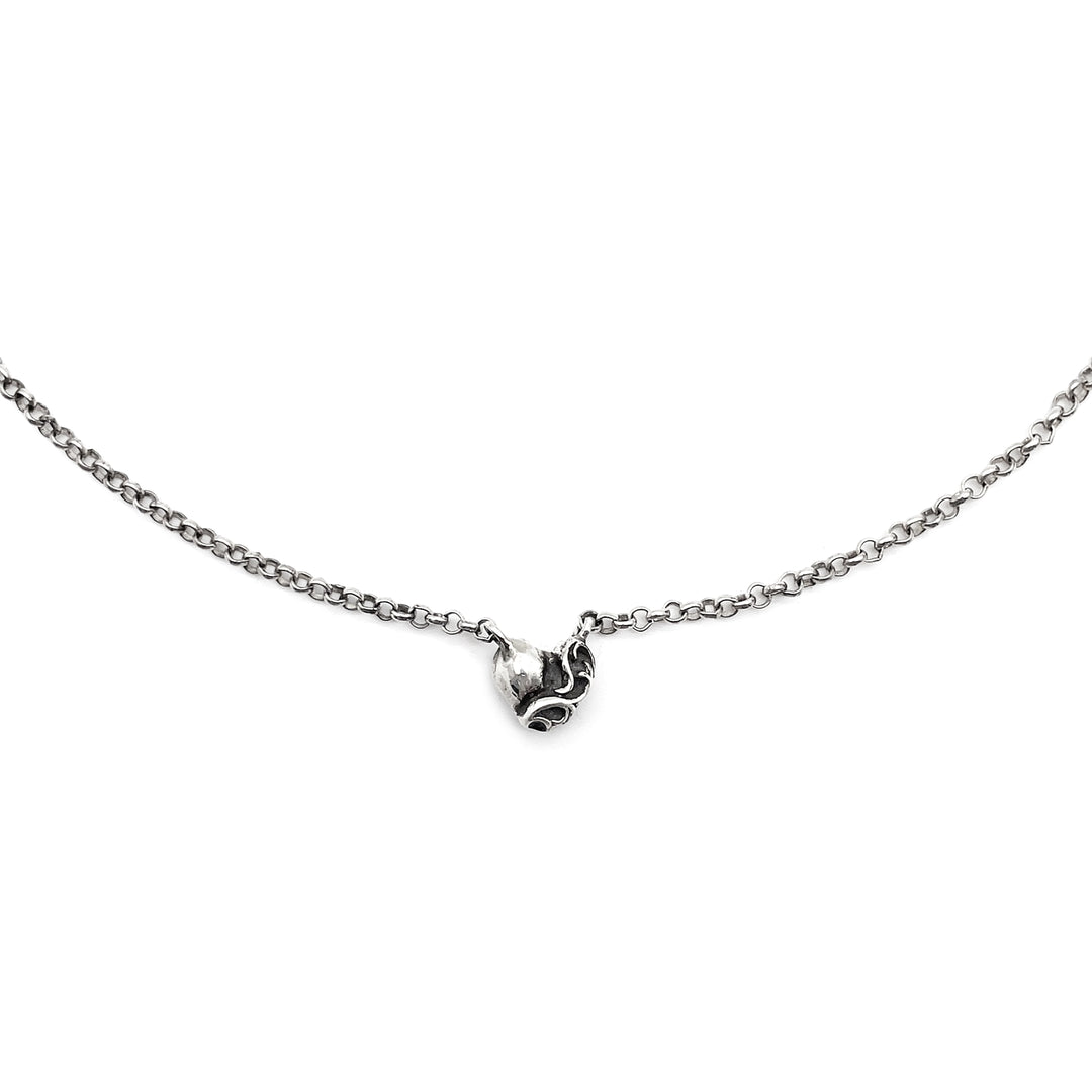 Chrome Hearts Silver Vine Heart Roll Chain Necklace