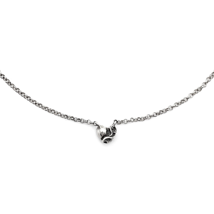 Chrome Hearts Silver Vine Heart Roll Chain Necklace