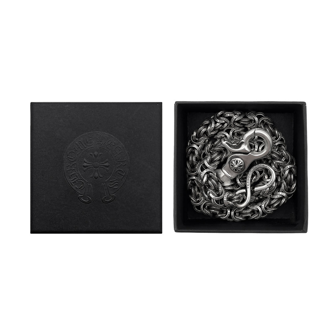 Chrome Hearts Silver Woven B Ring 1 Clip Wallet Chain