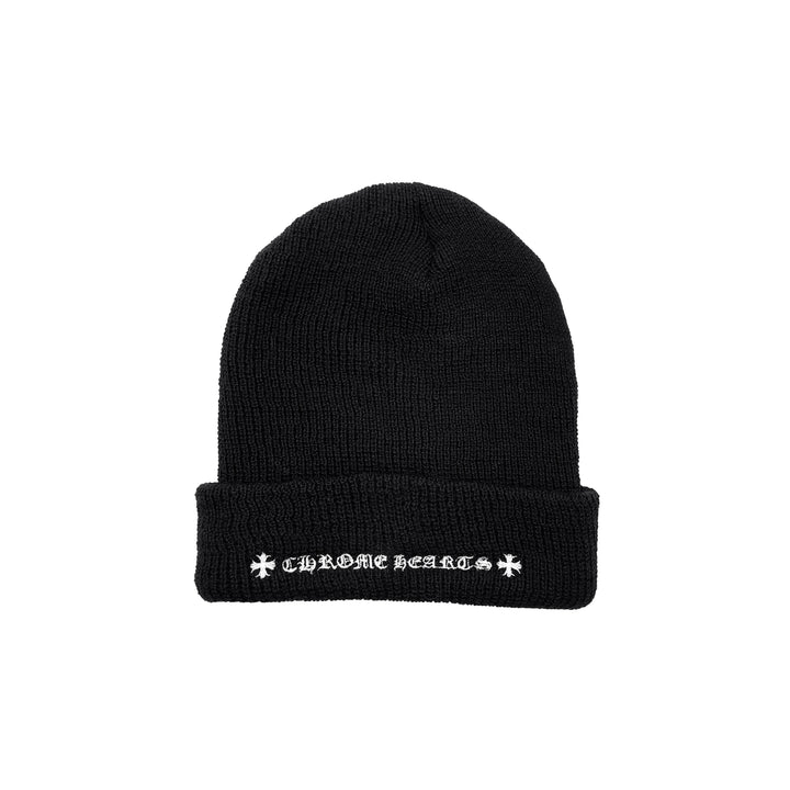 Chrome Hearts Plus Cross Embroidered Wool Knit Black Beanie