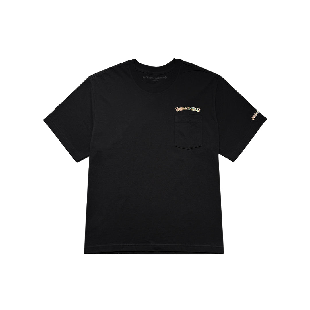 Chrome Hearts Silver Glitter Laser Scroll Black Short Sleeve Tee