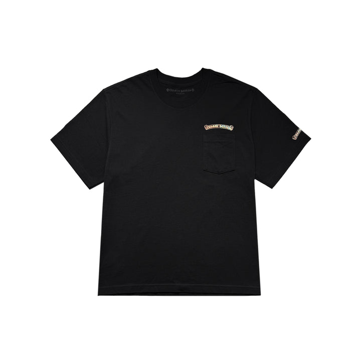 Chrome Hearts Silver Glitter Laser Scroll Black Short Sleeve Tee