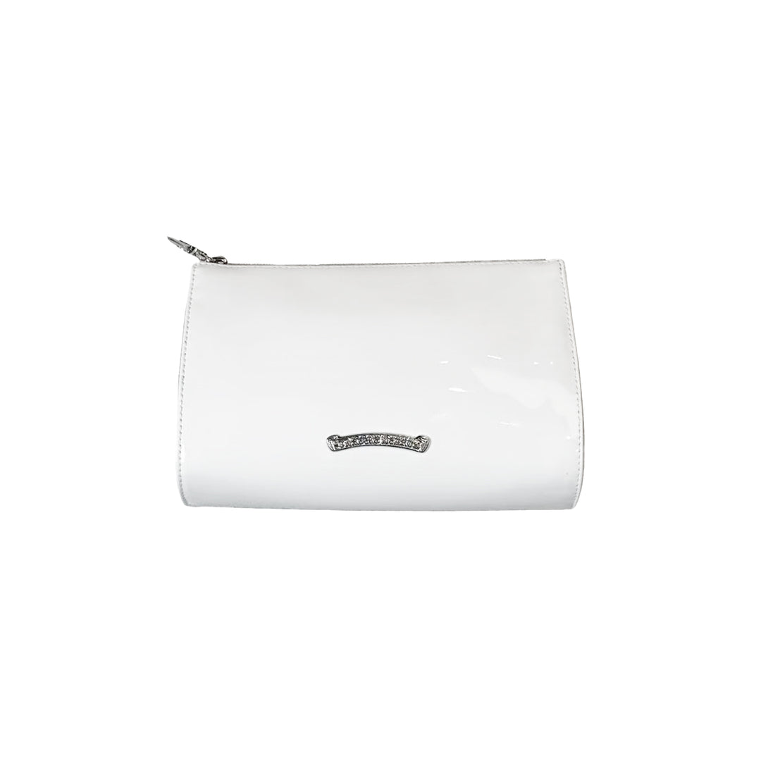 Chrome Hearts Cross Patch White Patent Zip Wallet