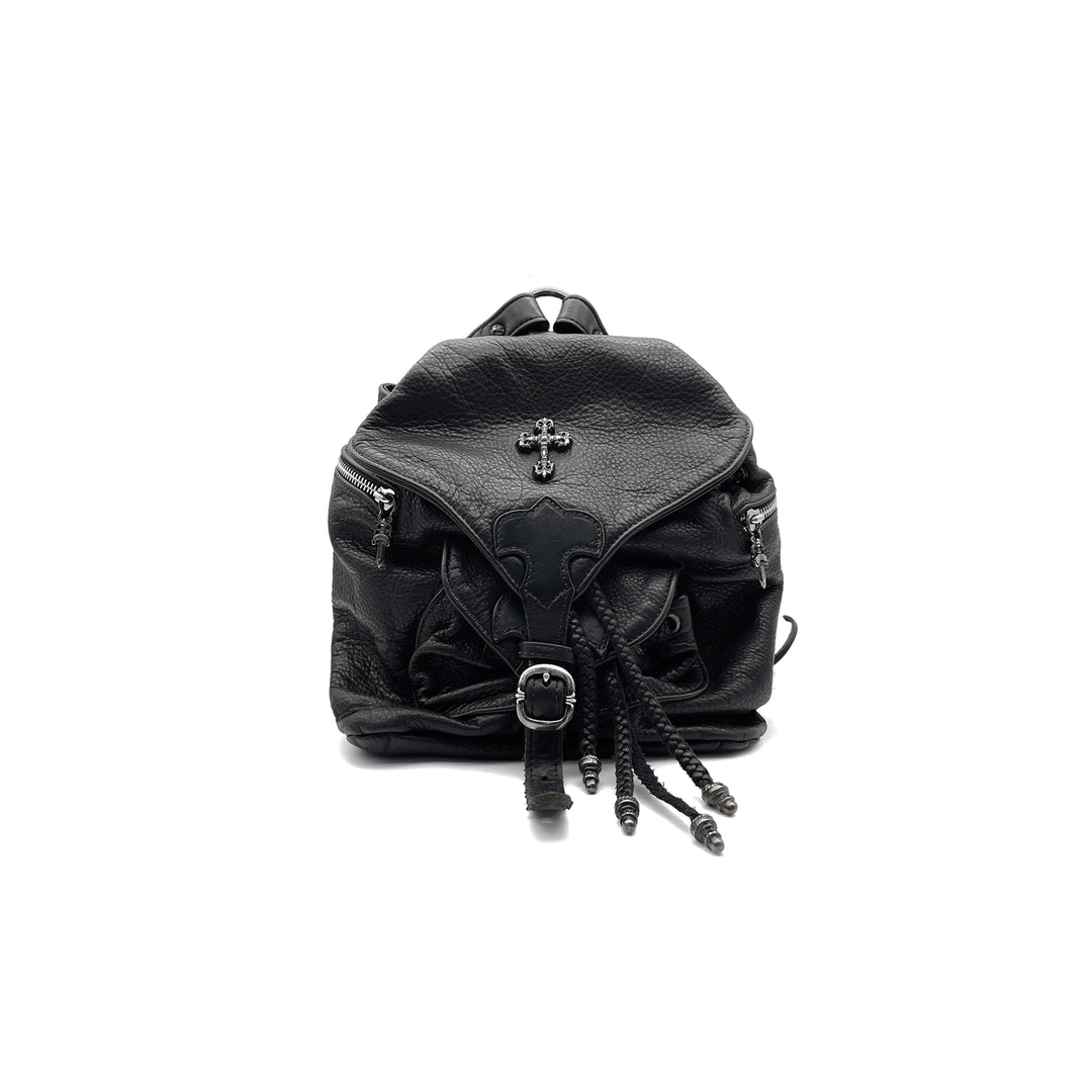 Chrome Hearts Mini Filigree Cross Black Leather Backpack