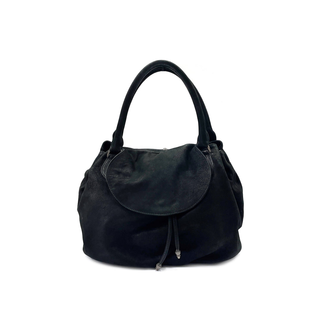 Chrome Hearts Studed Drawstring Black Flap Bag