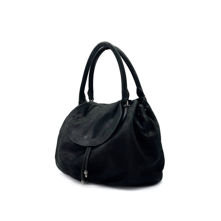 Chrome Hearts Studed Drawstring Black Flap Bag