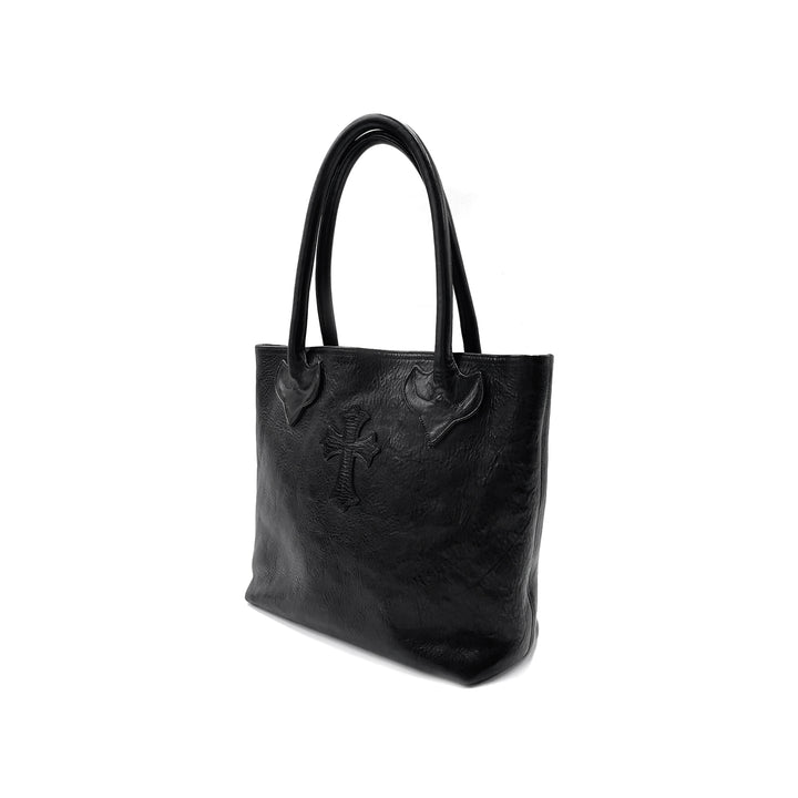 Chrome Hearts Cross Patch Leather Black Tote Bag