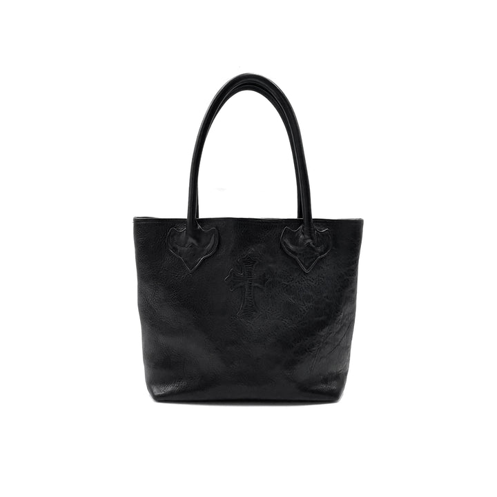 Chrome Hearts Cross Patch Leather Black Tote Bag