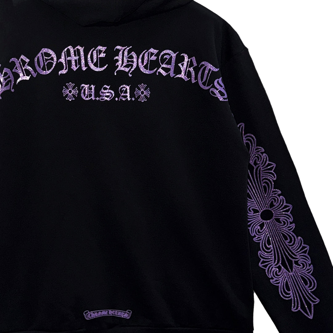 Chrome Hearts F&F Purple Glitter Pullover Hoodie