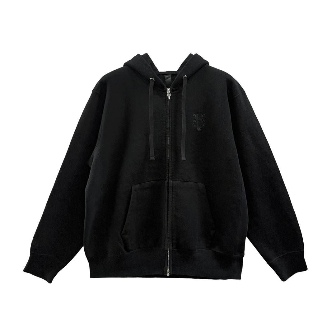Chrome Hearts Dagger Script Embroidered Cashmere Zip Up Hoodie
