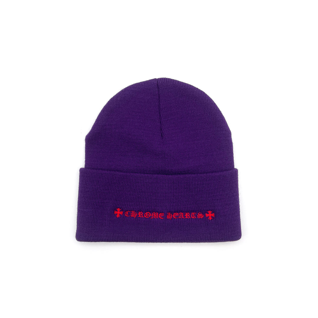 Chrome Hearts Orange Triple Cross Purple Cashmere Beanie