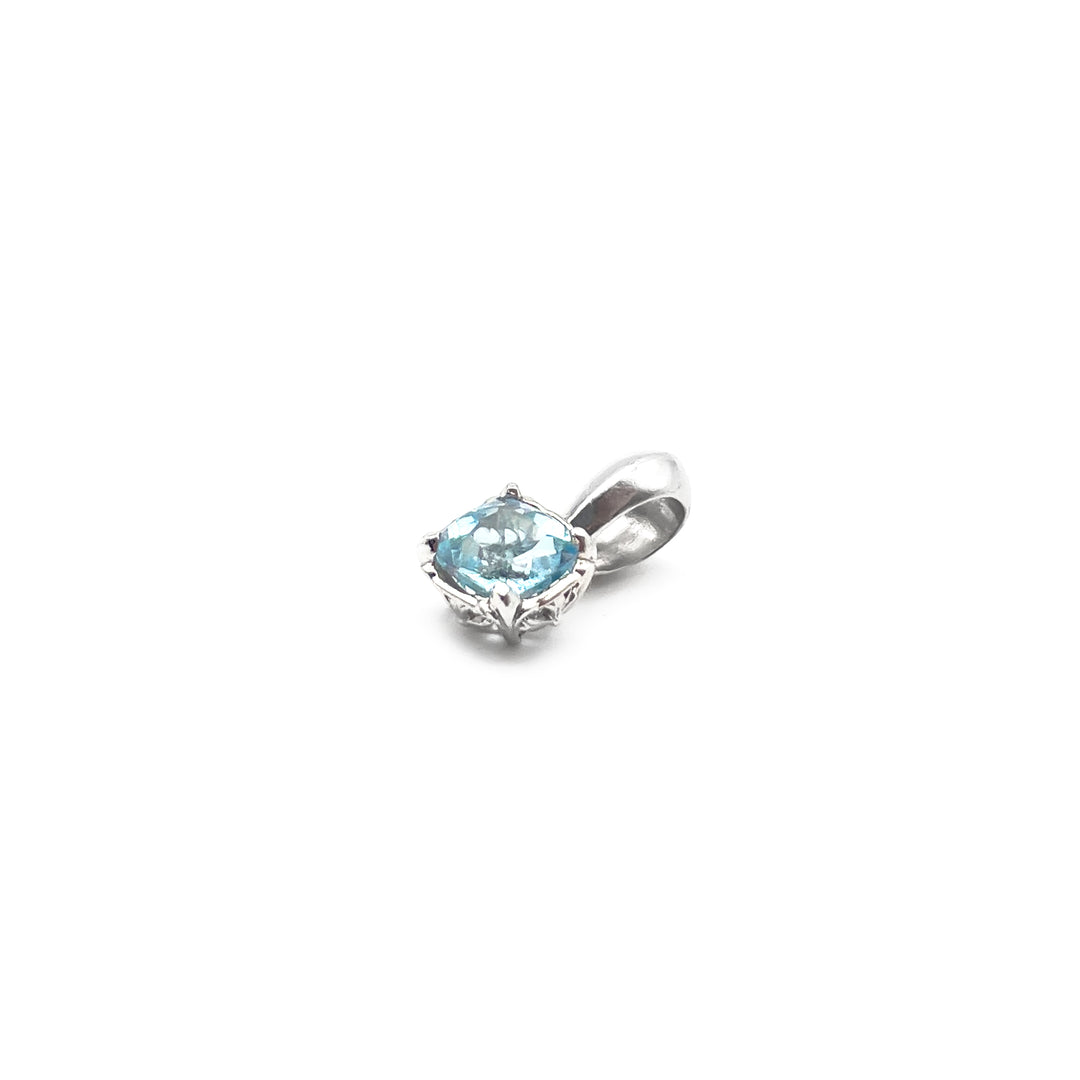 Chrome Hearts 18K White Gold Aquamarine Sugar Cube Charm Pendant