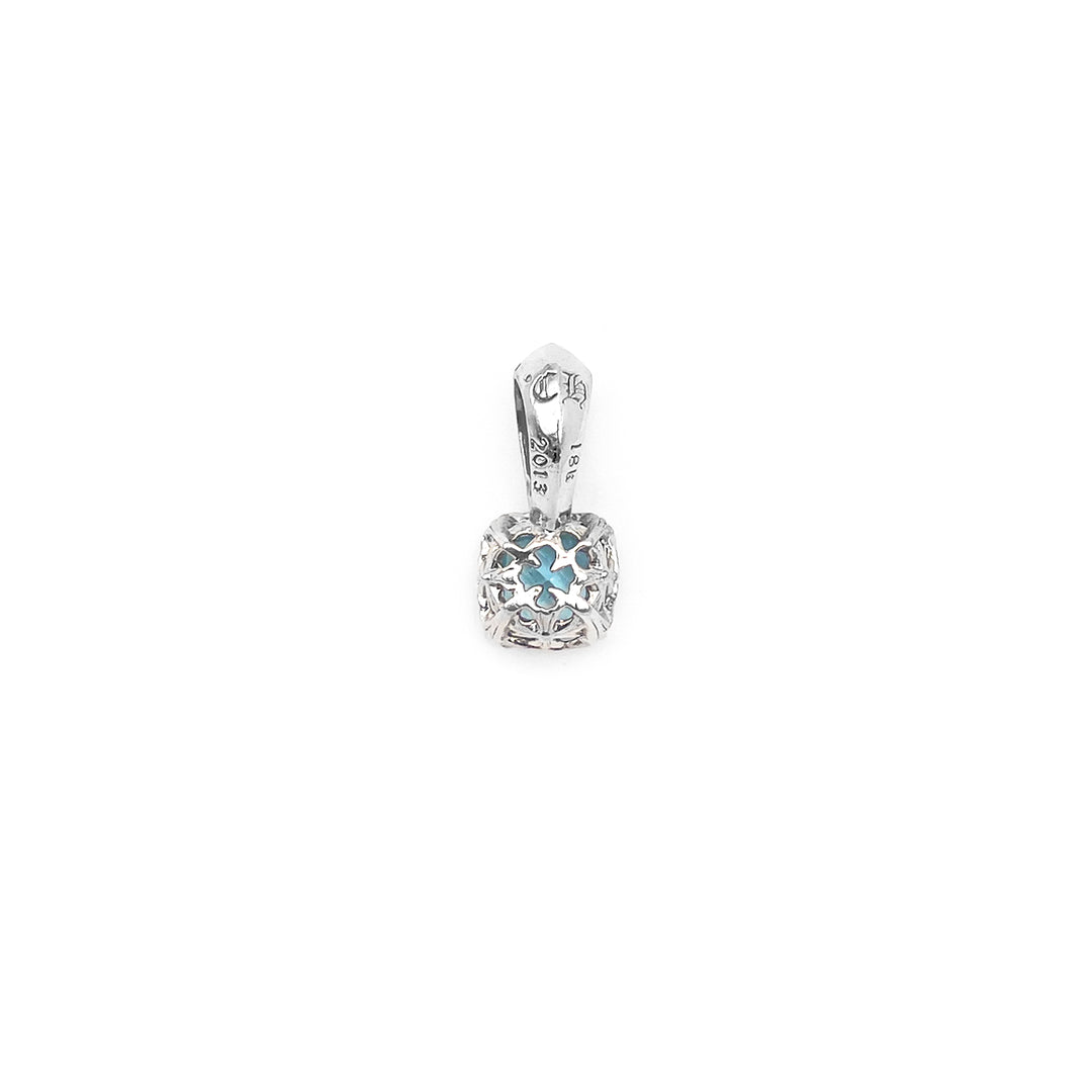 Chrome Hearts 18K White Gold Aquamarine Sugar Cube Charm Pendant
