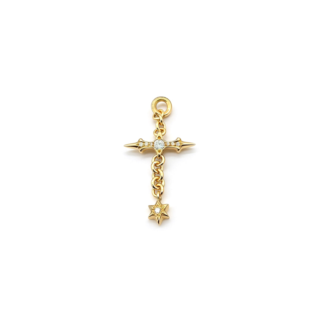 Chrome Hearts 22K Gold Diamond Hexagram Cross Charm Pendant
