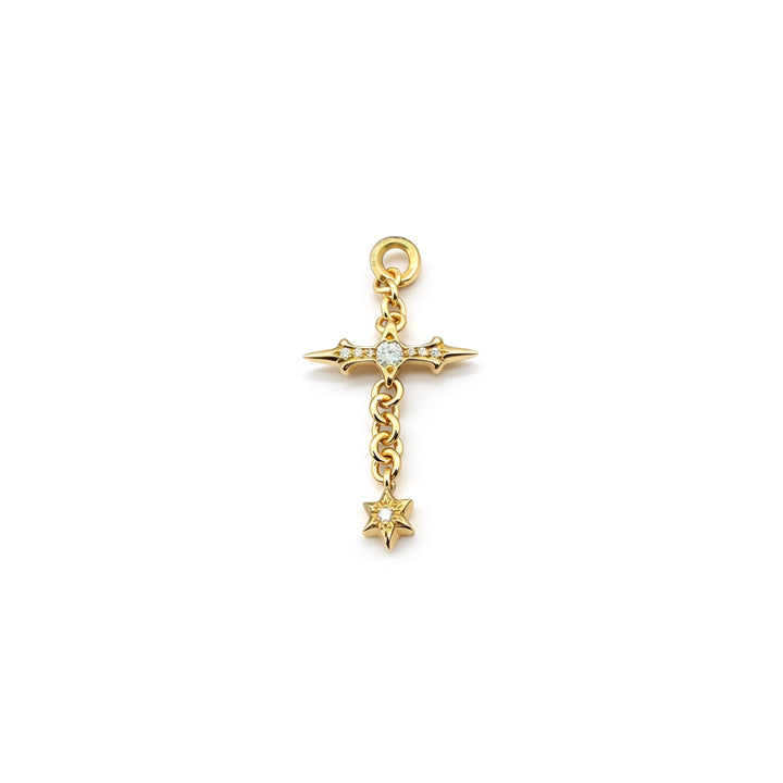 Chrome Hearts 22K Gold Diamond Hexagram Cross Charm Pendant