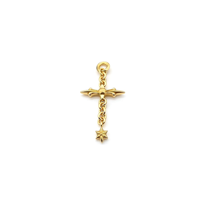 Chrome Hearts 22K Gold Diamond Hexagram Cross Charm Pendant