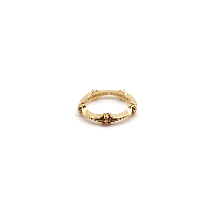 Chrome Hearts 22K Gold Diamonds Cross Bone Tail Ring
