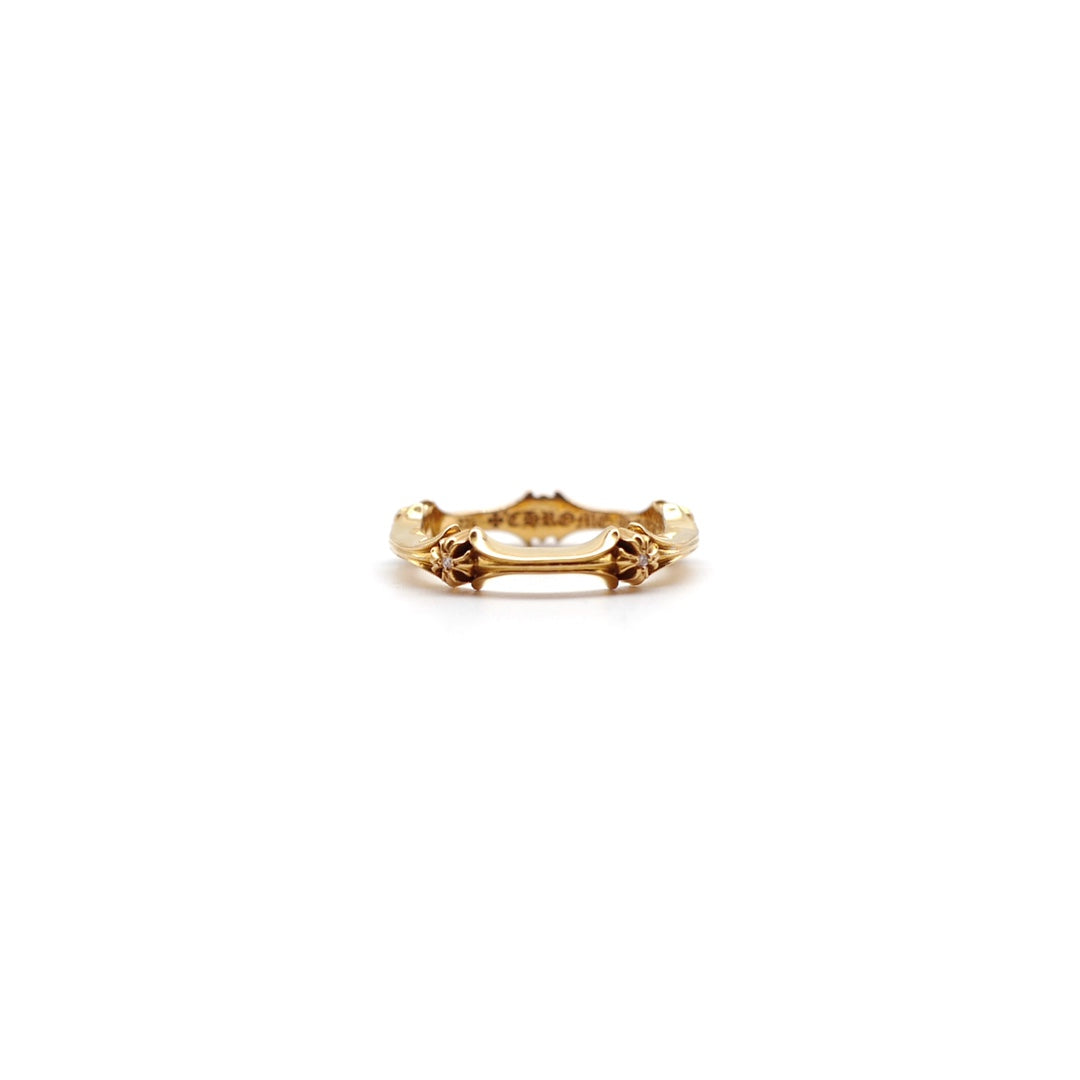 Chrome Hearts 22K Gold Diamonds Cross Bone Tail Ring