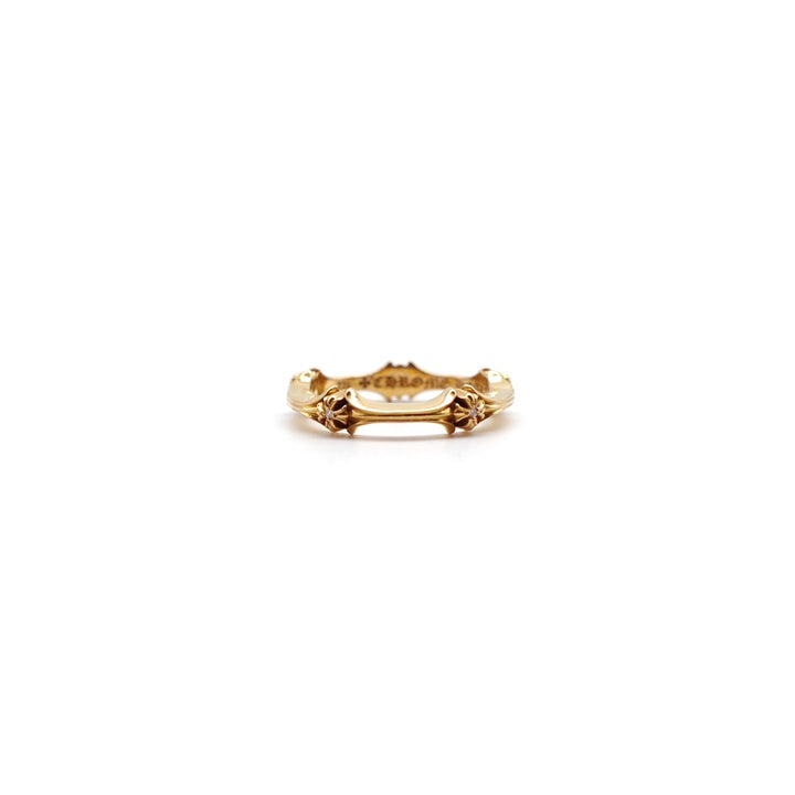 Chrome Hearts 22K Gold Diamonds Cross Bone Tail Ring