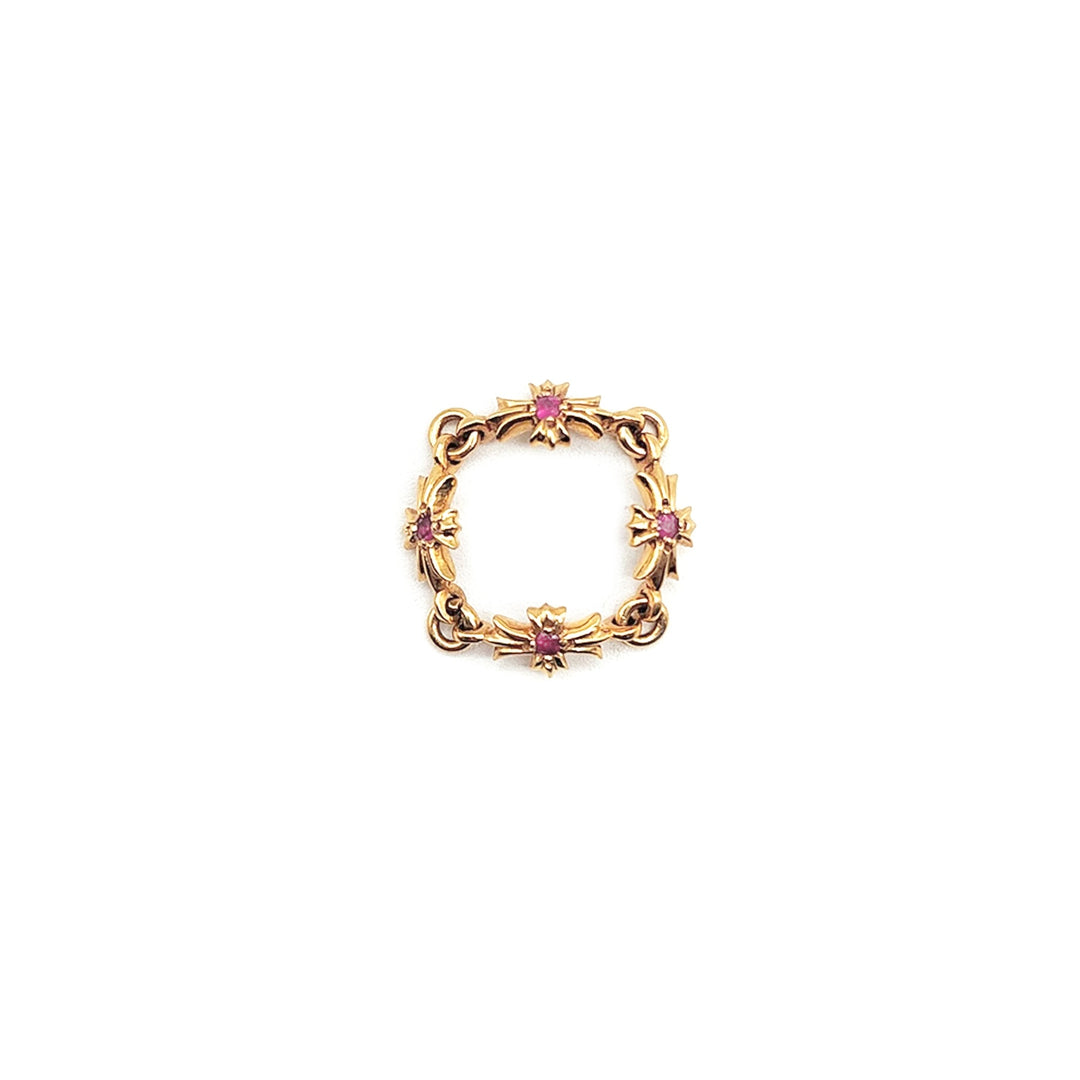 Chrome Hearts 22K Gold Pink Saph Tiny E Plus Ring