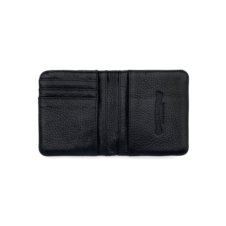 Chrome Hearts 22K Gold Diamond Cross Chain Black Leather Wallet