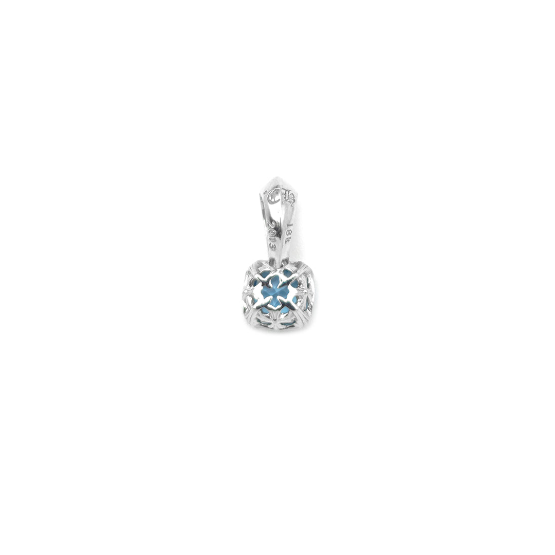 Chrome Hearts 18K White Gold Blue Topaz Aquamarine Charm Pendant