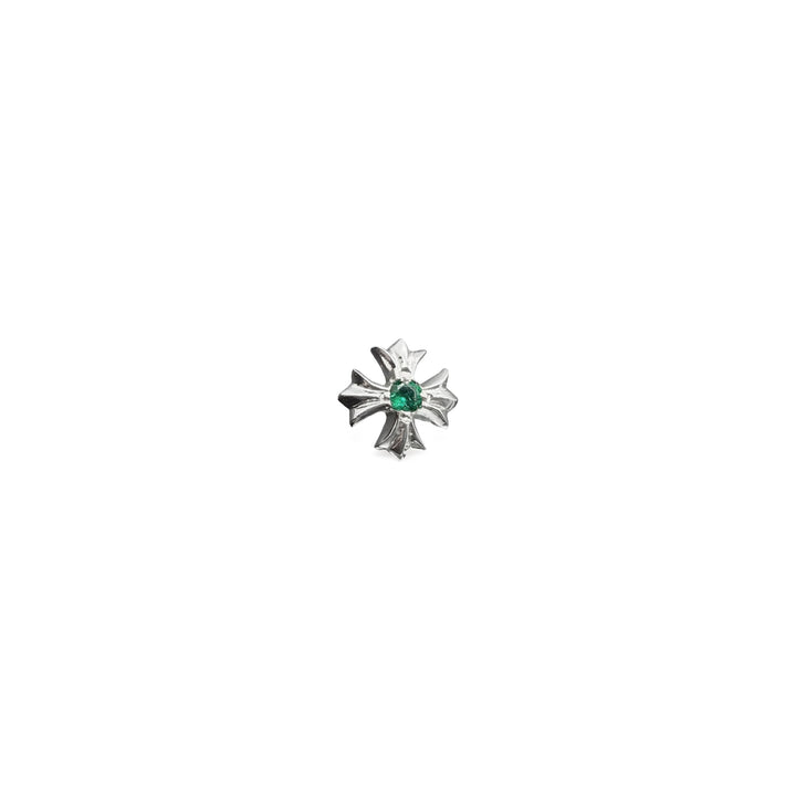 Chrome Hearts 18K White Gold Emerald Cross Earring Stud