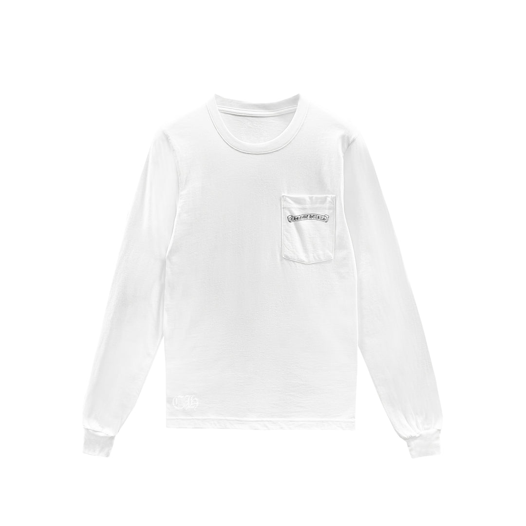 Chrome Hearts USA Script White Long Sleeve Tee