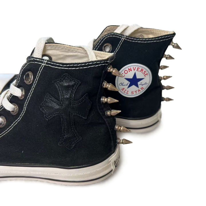 Chrome Hearts Converse Cross Patch Silver Spikes Sneakers